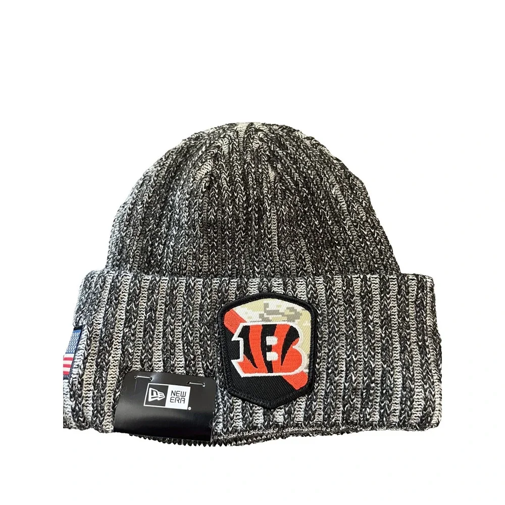 Cincinnati Bengals New Era NFL 2023‎ Salute Service Beanie Cuffed Hat Fleece NWT